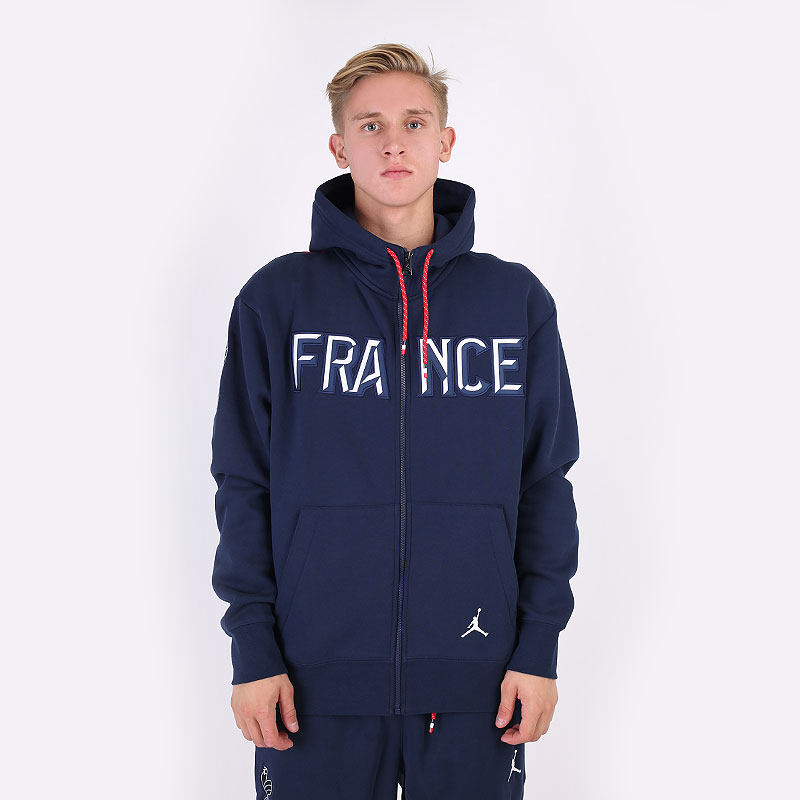 мужская синяя толстовка Jordan France Flight Full-Zip Fleece Hoodie CT2189-419 - цена, описание, фото 3